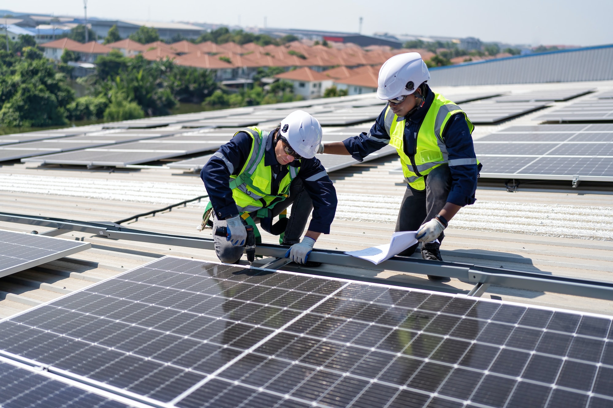Worker on scaffolding